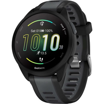 Смарт-часы GARMIN FORERUNNER 165, черный/сланцево-серый силиконовый ремешок
